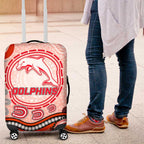 Dolphins Rugby Luggage Cover Australian Aboriginal Dot Painting Style