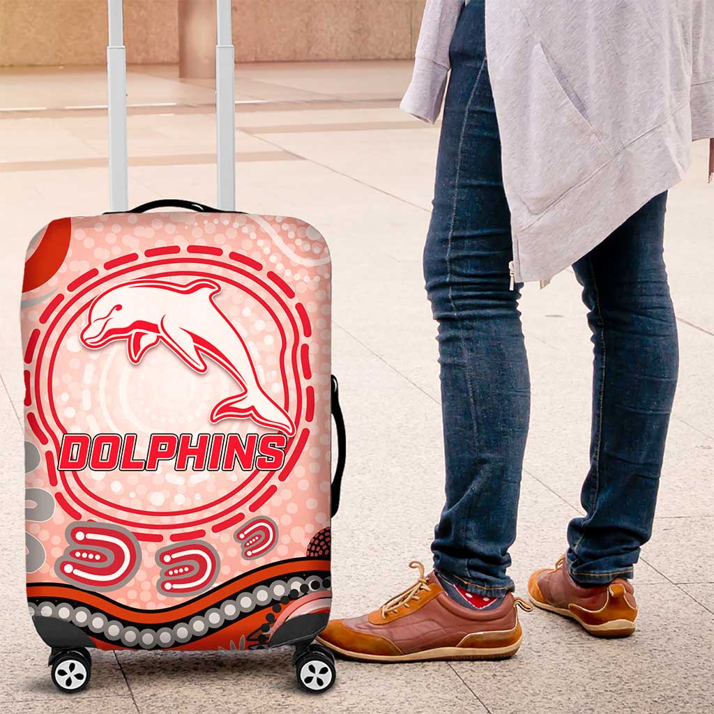 Dolphins Rugby Luggage Cover Australian Aboriginal Dot Painting Style
