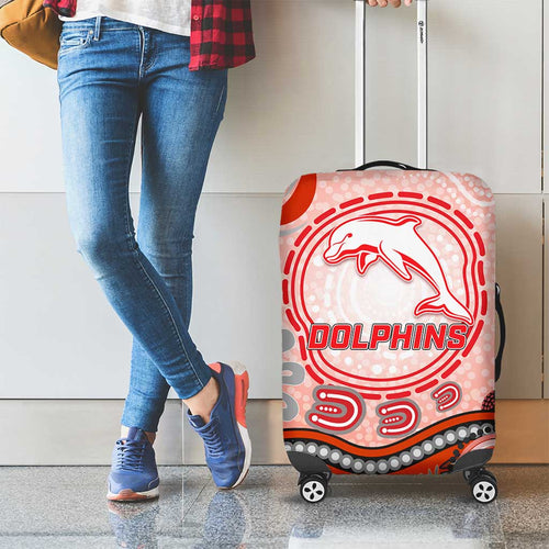 Dolphins Rugby Luggage Cover Australian Aboriginal Dot Painting Style