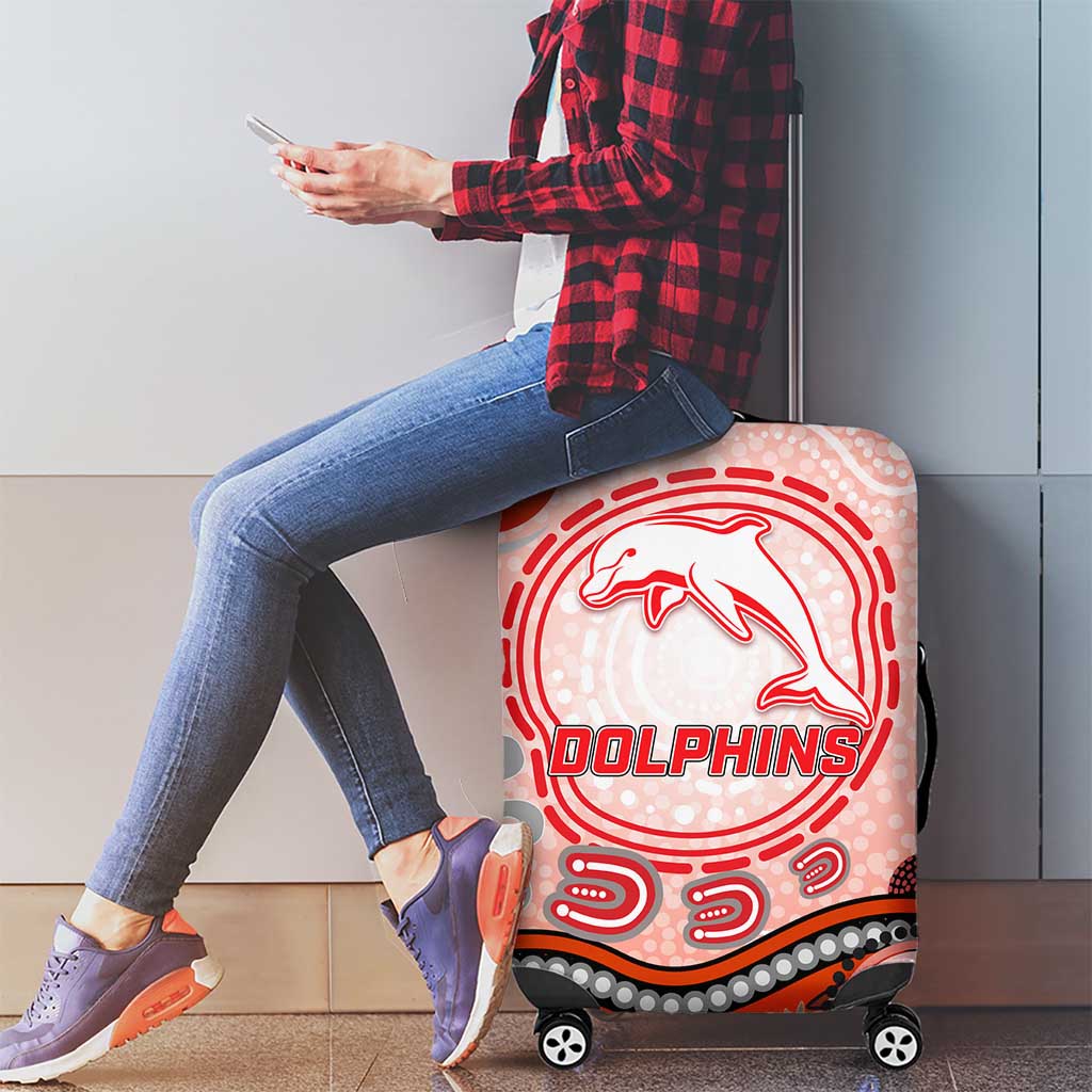 Dolphins Rugby Luggage Cover Australian Aboriginal Dot Painting Style