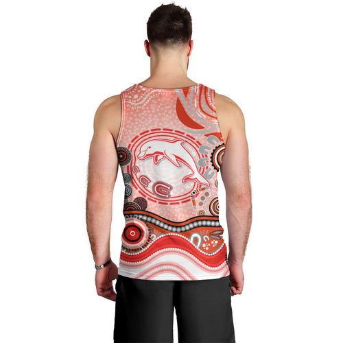 Dolphins Rugby Men Tank Top Australian Aboriginal Dot Painting Style