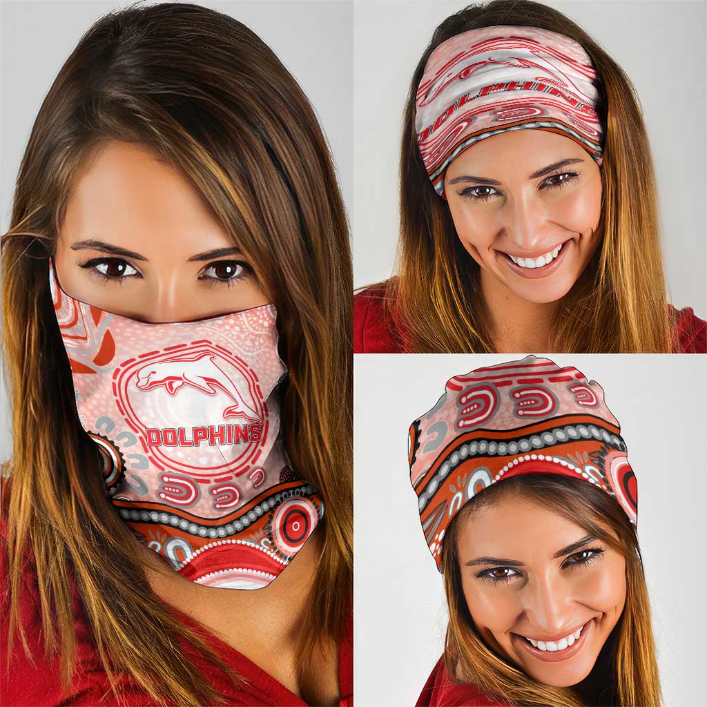 Dolphins Rugby Neck Gaiter Australian Aboriginal Dot Painting Style