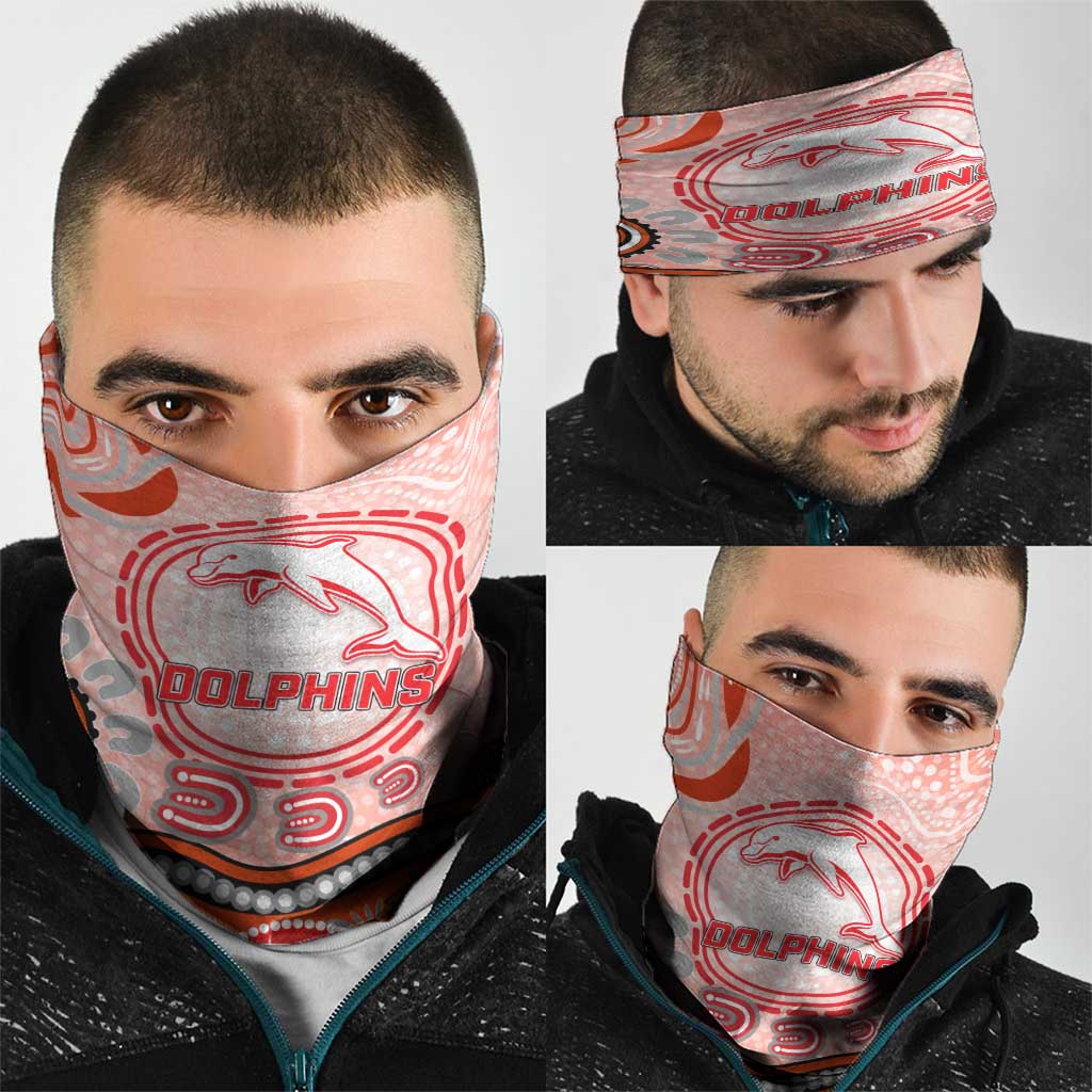 Dolphins Rugby Neck Gaiter Australian Aboriginal Dot Painting Style