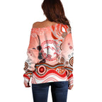 Dolphins Rugby Off Shoulder Sweater Australian Aboriginal Dot Painting Style