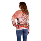 Dolphins Rugby Off Shoulder Sweater Australian Aboriginal Dot Painting Style
