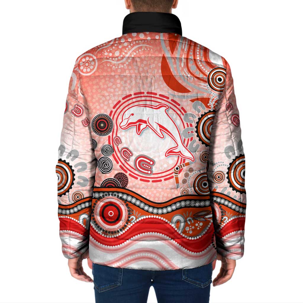 Dolphins Rugby Padded Jacket Australian Aboriginal Dot Painting Style