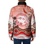 Dolphins Rugby Padded Jacket Australian Aboriginal Dot Painting Style