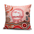 Dolphins Rugby Pillow Cover Australian Aboriginal Dot Painting Style