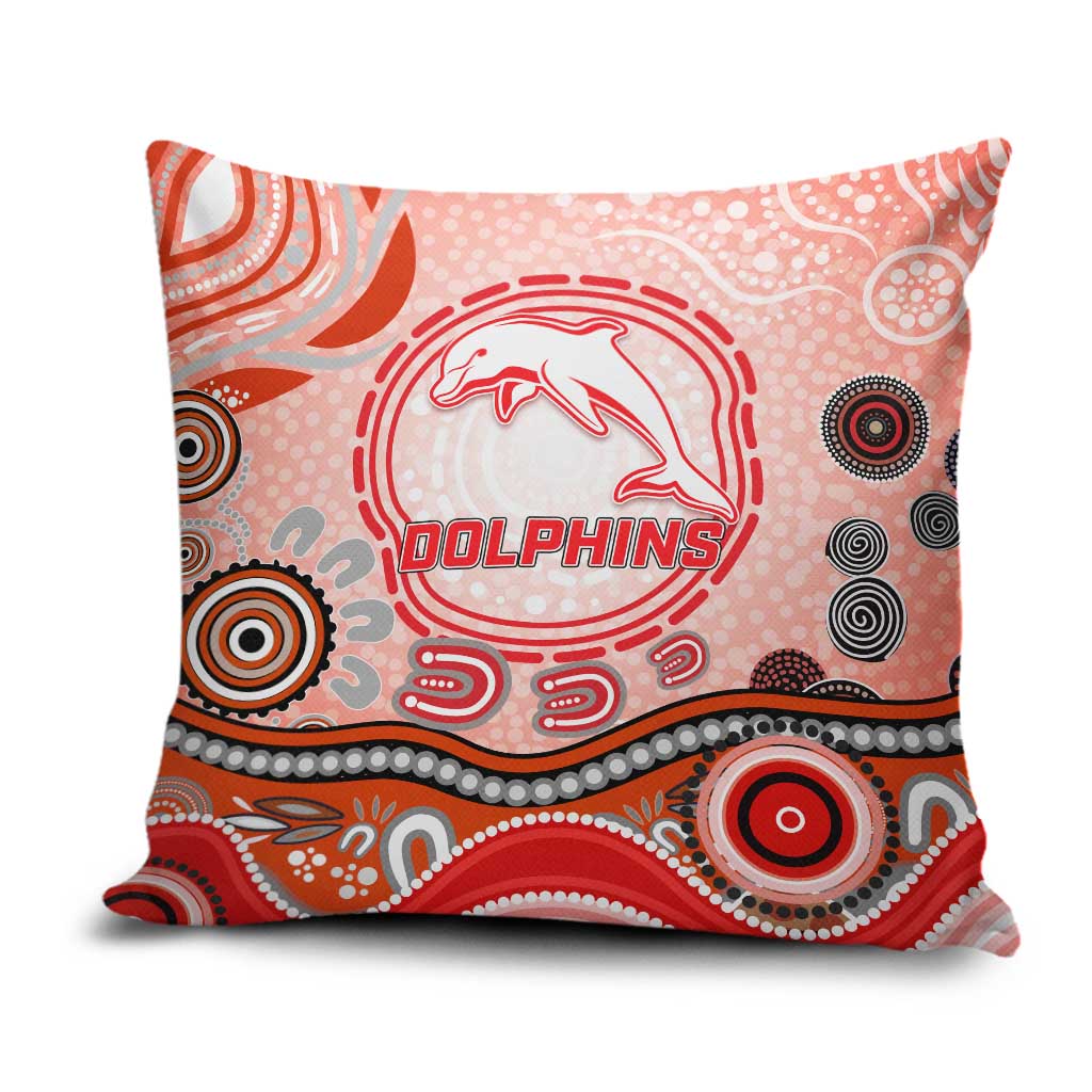 Dolphins Rugby Pillow Cover Australian Aboriginal Dot Painting Style