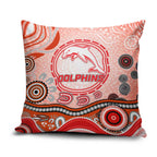 Dolphins Rugby Pillow Cover Australian Aboriginal Dot Painting Style