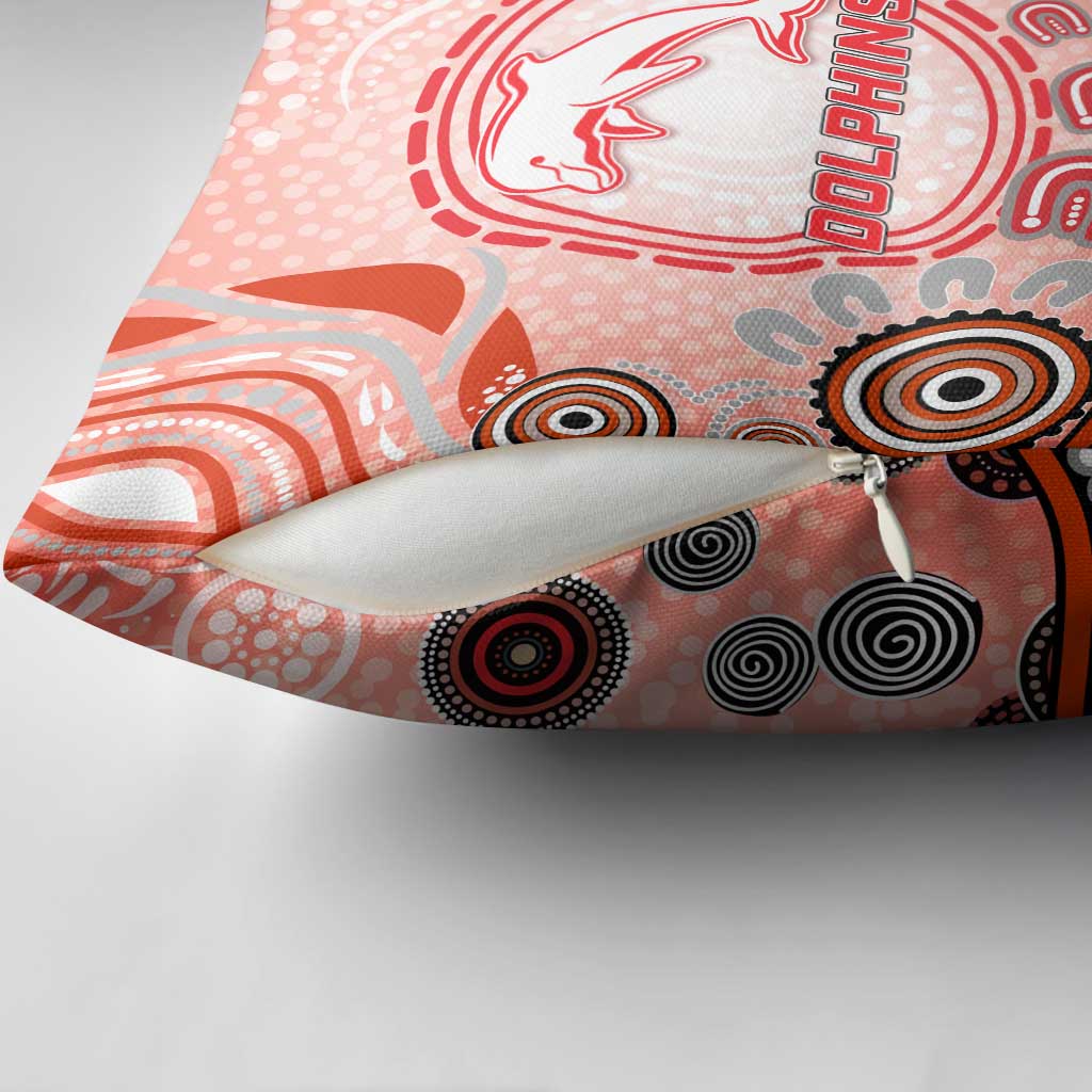 Dolphins Rugby Pillow Cover Australian Aboriginal Dot Painting Style