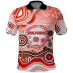 Dolphins Rugby Polo Shirt Australian Aboriginal Dot Painting Style