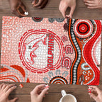 Dolphins Rugby Puzzle Australian Aboriginal Dot Painting Style