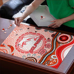 Dolphins Rugby Puzzle Australian Aboriginal Dot Painting Style