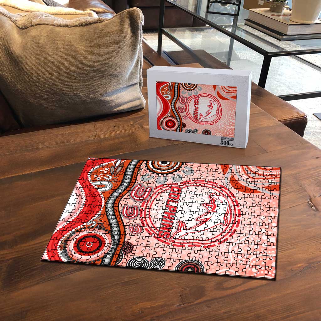 Dolphins Rugby Puzzle Australian Aboriginal Dot Painting Style