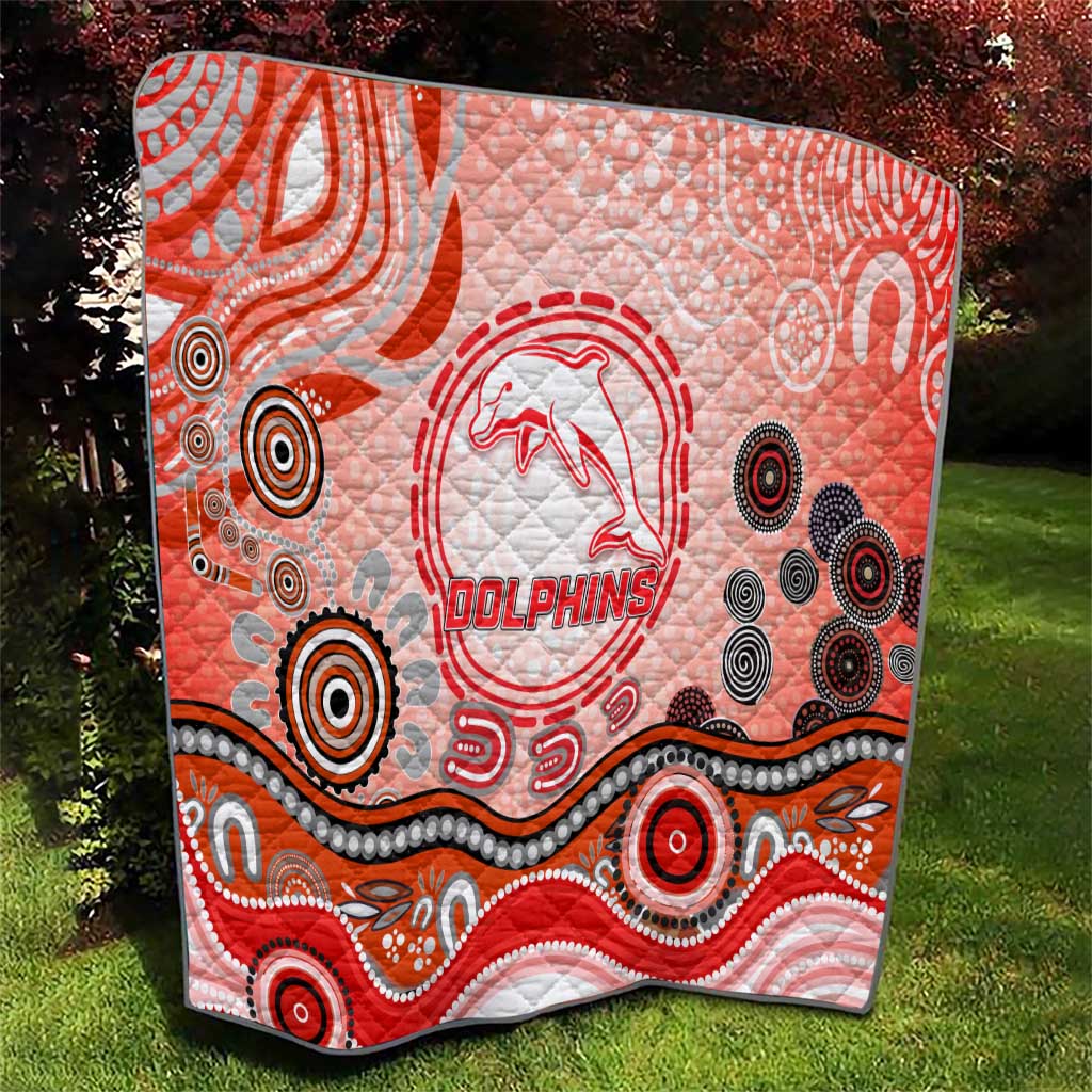 Dolphins Rugby Quilt Australian Aboriginal Dot Painting Style