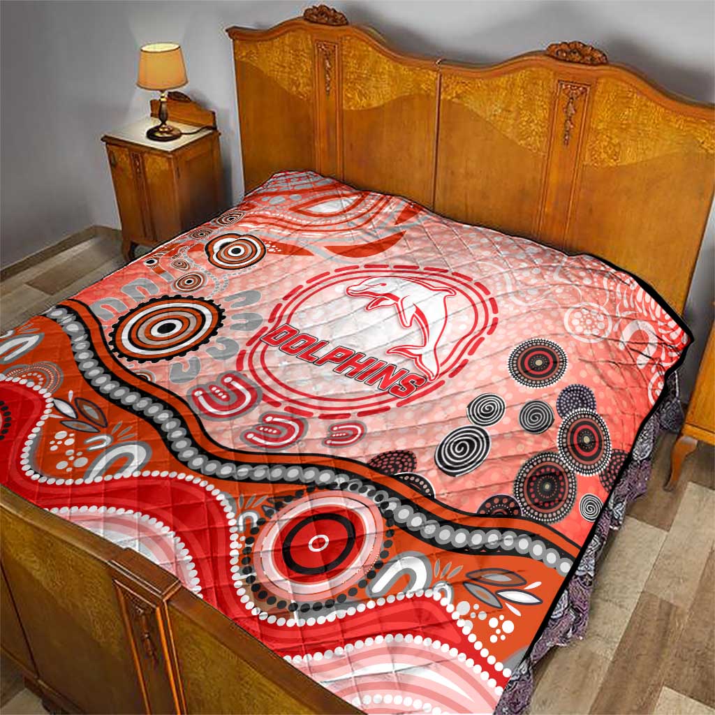 Dolphins Rugby Quilt Australian Aboriginal Dot Painting Style