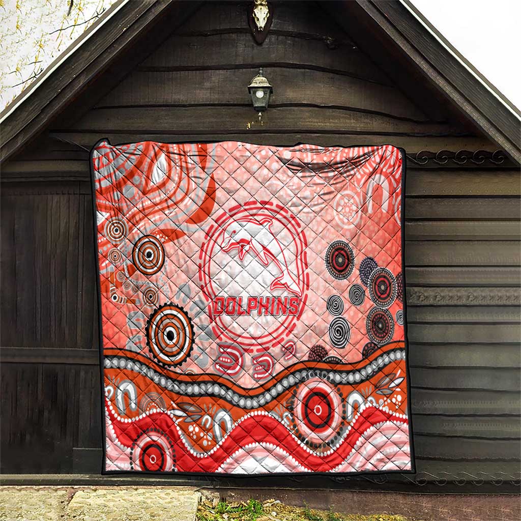 Dolphins Rugby Quilt Australian Aboriginal Dot Painting Style