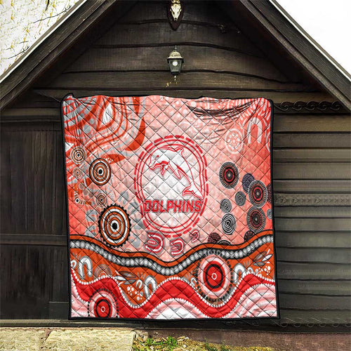 Dolphins Rugby Quilt Australian Aboriginal Dot Painting Style
