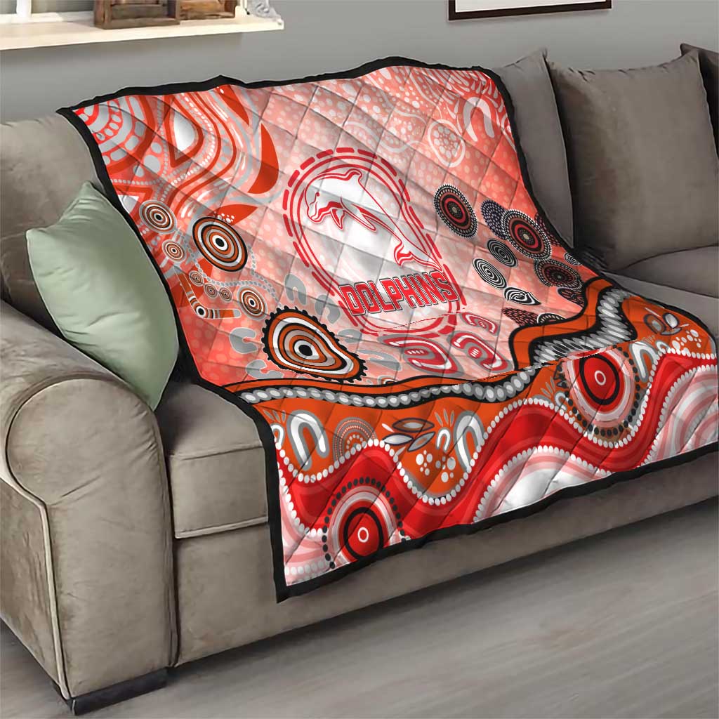 Dolphins Rugby Quilt Australian Aboriginal Dot Painting Style