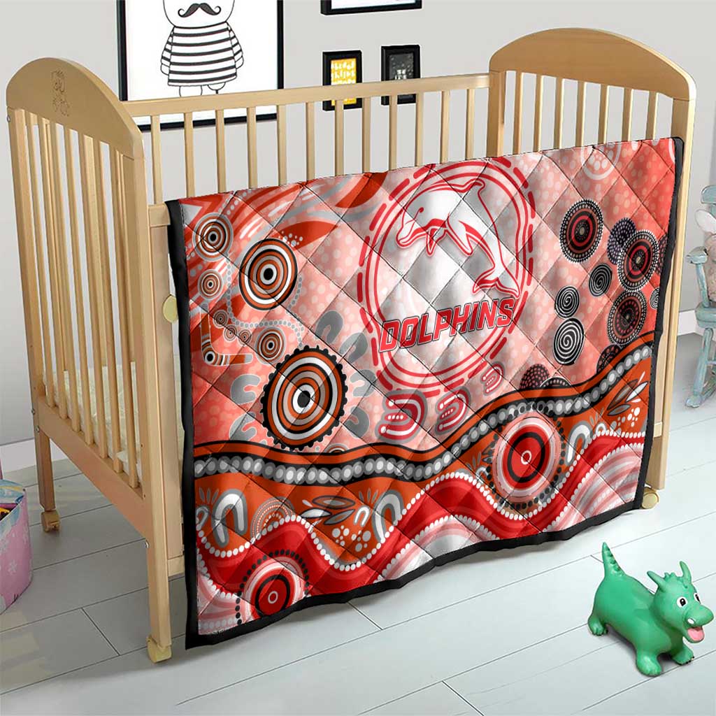 Dolphins Rugby Quilt Australian Aboriginal Dot Painting Style