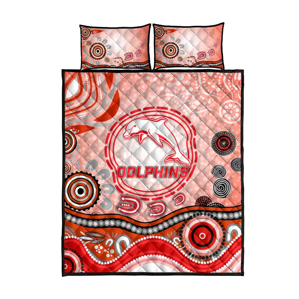 Dolphins Rugby Quilt Bed Set Australian Aboriginal Dot Painting Style