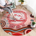 Dolphins Rugby Round Carpet Australian Aboriginal Dot Painting Style