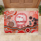 Dolphins Rugby Rubber Doormat Australian Aboriginal Dot Painting Style