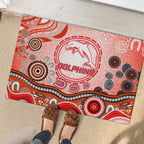 Dolphins Rugby Rubber Doormat Australian Aboriginal Dot Painting Style