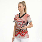 Dolphins Rugby Scrub Top Australian Aboriginal Dot Painting Style