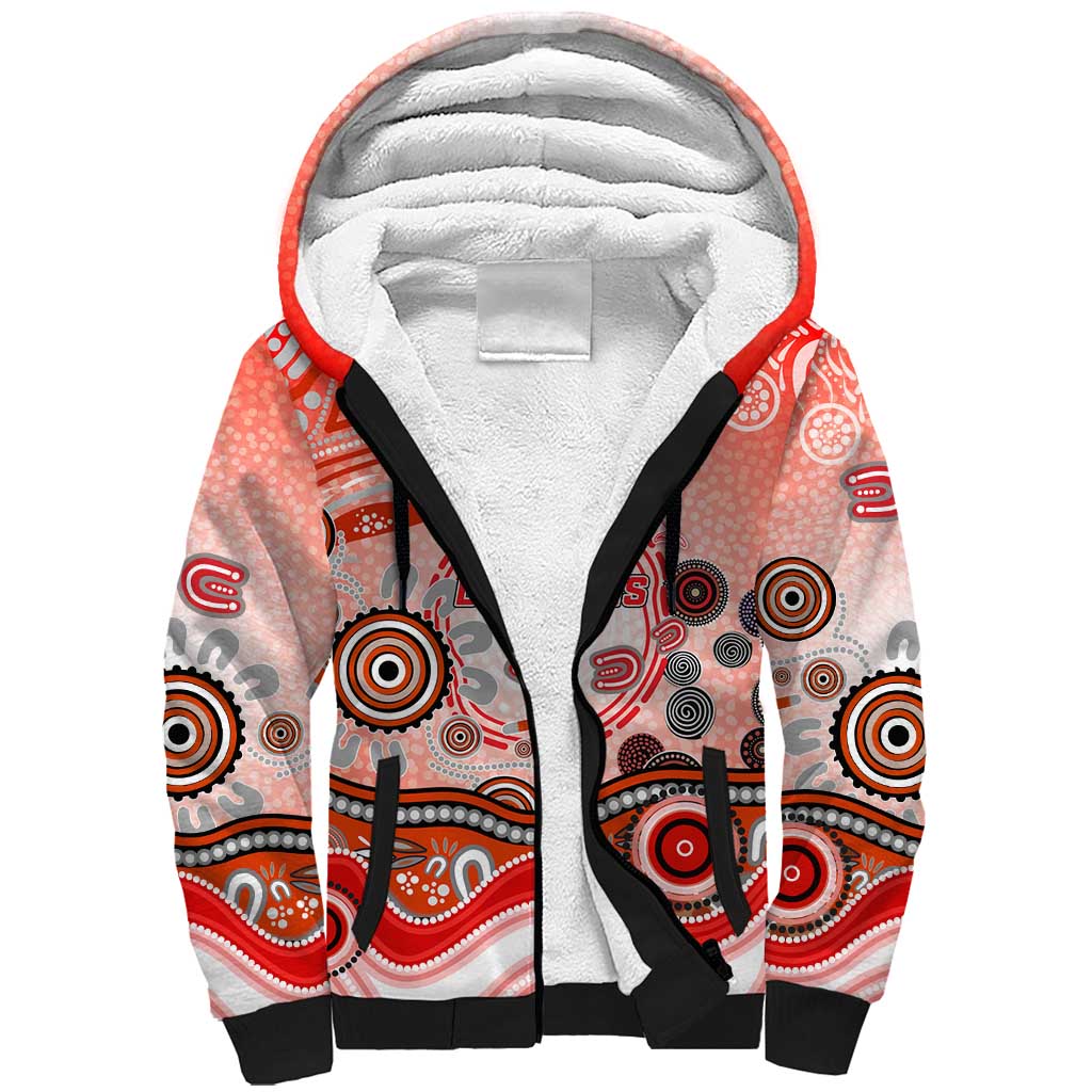 Dolphins Rugby Sherpa Hoodie Australian Aboriginal Dot Painting Style