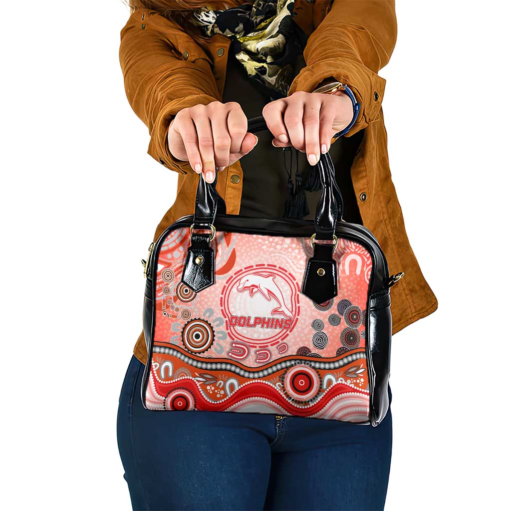Dolphins Rugby Shoulder Handbag Australian Aboriginal Dot Painting Style