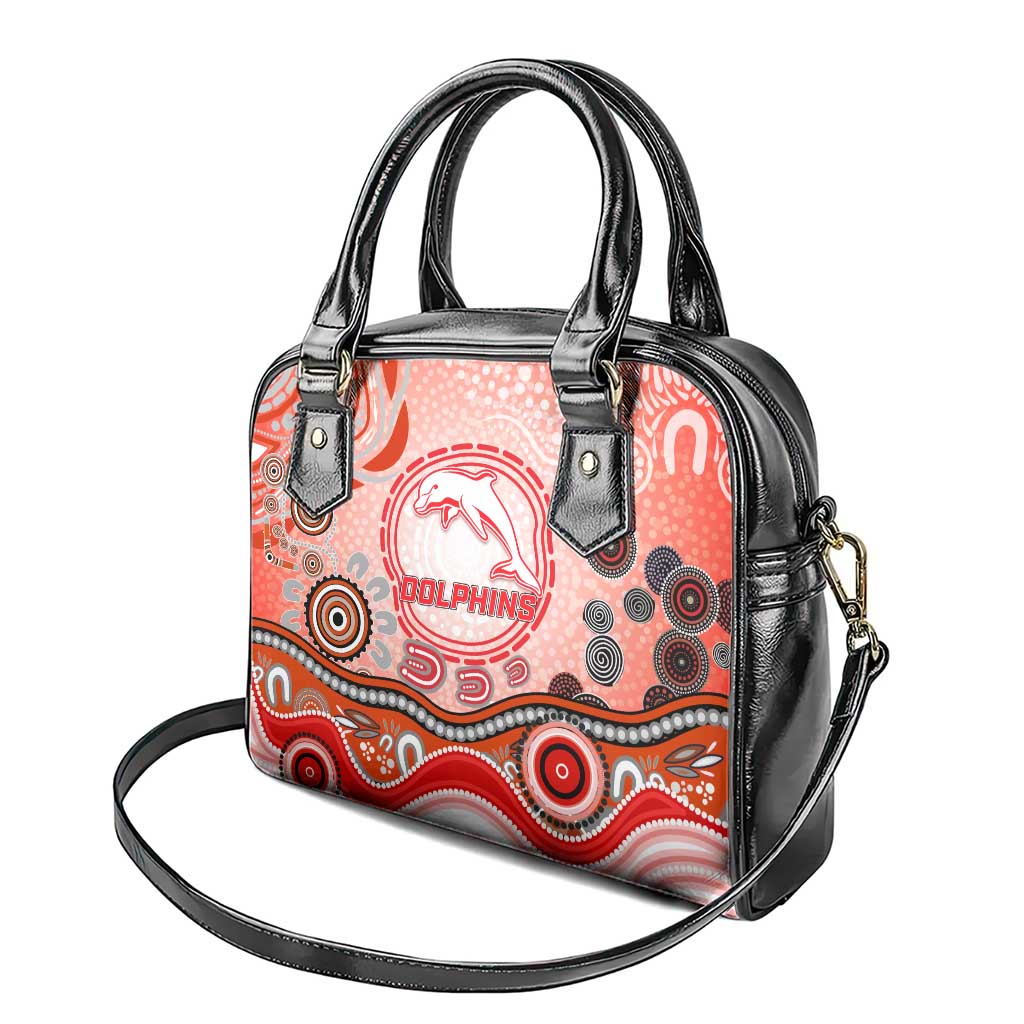 Dolphins Rugby Shoulder Handbag Australian Aboriginal Dot Painting Style