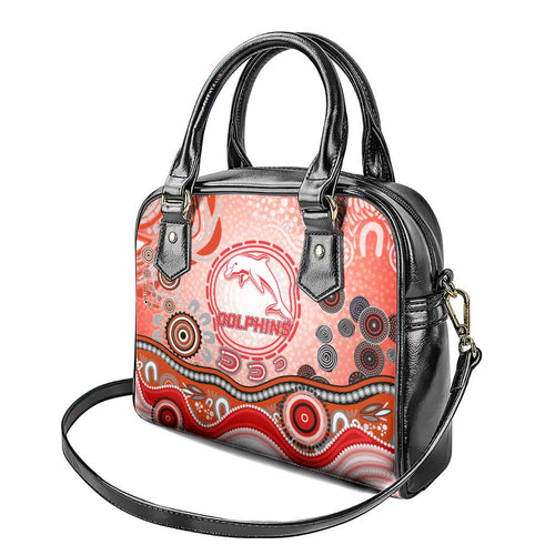 Dolphins Rugby Shoulder Handbag Australian Aboriginal Dot Painting Style