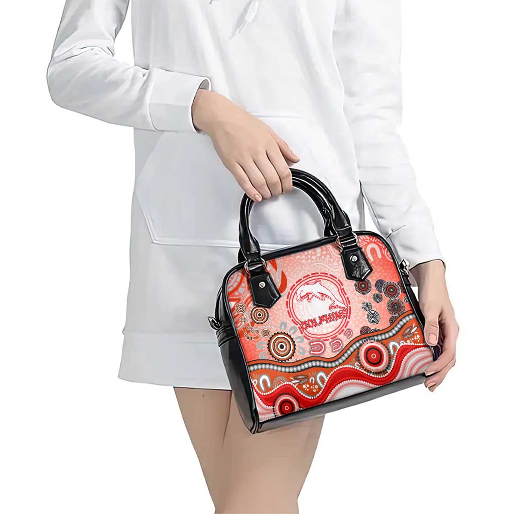 Dolphins Rugby Shoulder Handbag Australian Aboriginal Dot Painting Style