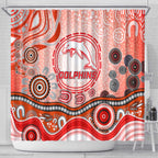 Dolphins Rugby Shower Curtain Australian Aboriginal Dot Painting Style