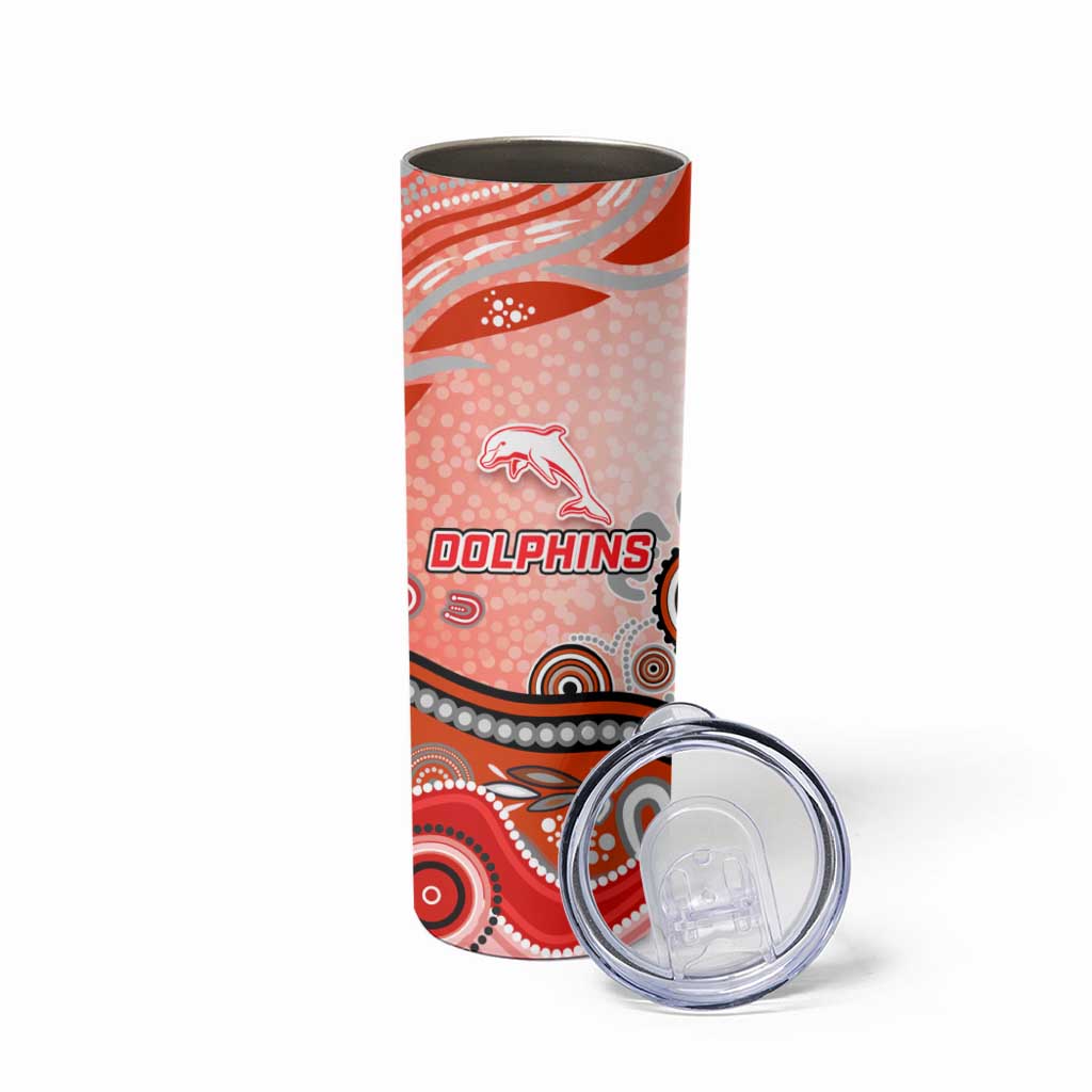 Dolphins Rugby Skinny Tumbler Australian Aboriginal Dot Painting Style