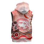 Dolphins Rugby Sleeveless Hoodie Australian Aboriginal Dot Painting Style