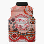 Dolphins Rugby Sleeveless Puffer Jacket Australian Aboriginal Dot Painting Style