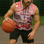 Dolphins Rugby Sleeveless Zip Hoodie Australian Aboriginal Dot Painting Style