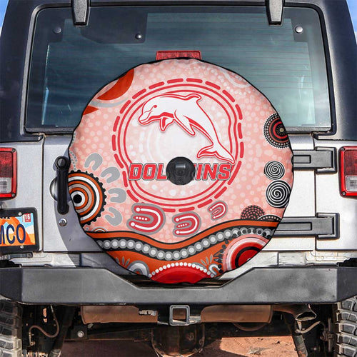 Dolphins Rugby Spare Tire Cover Australian Aboriginal Dot Painting Style