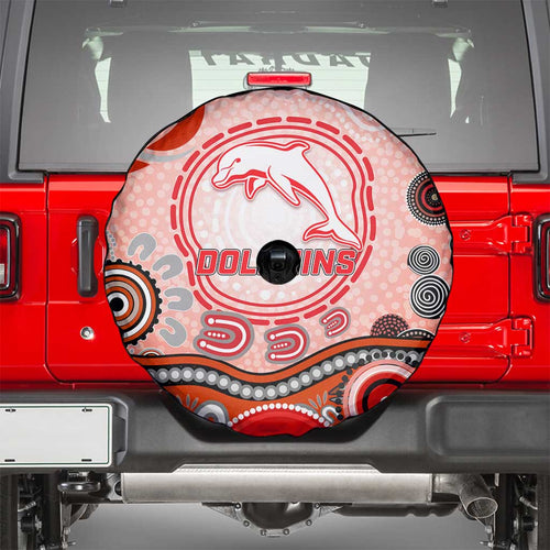 Dolphins Rugby Spare Tire Cover Australian Aboriginal Dot Painting Style