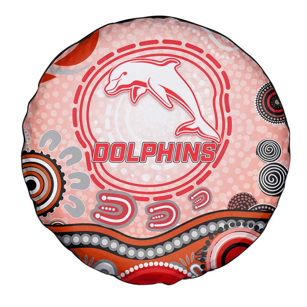 Dolphins Rugby Spare Tire Cover Australian Aboriginal Dot Painting Style