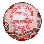 Dolphins Rugby Spare Tire Cover Australian Aboriginal Dot Painting Style