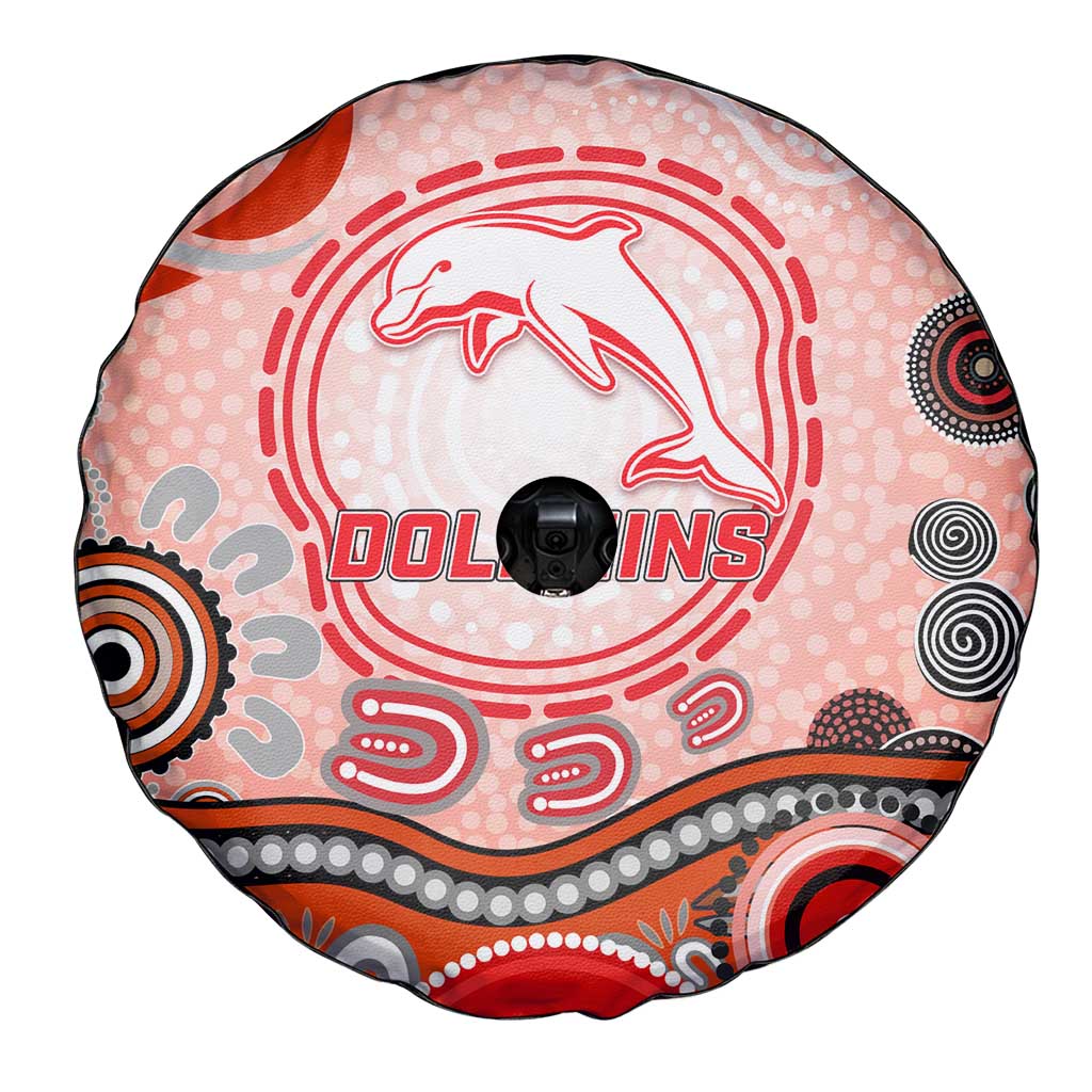Dolphins Rugby Spare Tire Cover Australian Aboriginal Dot Painting Style