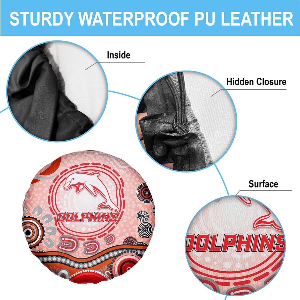 Dolphins Rugby Spare Tire Cover Australian Aboriginal Dot Painting Style