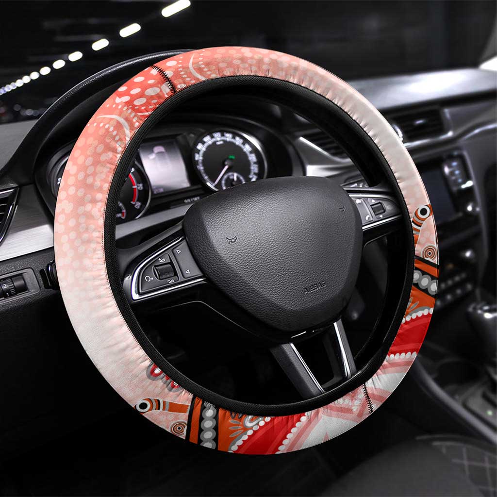 Dolphins Rugby Steering Wheel Cover Australian Aboriginal Dot Painting Style