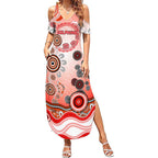 Dolphins Rugby Summer Maxi Dress Australian Aboriginal Dot Painting Style
