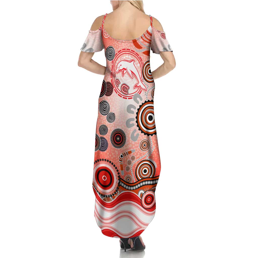 Dolphins Rugby Summer Maxi Dress Australian Aboriginal Dot Painting Style
