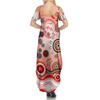 Dolphins Rugby Summer Maxi Dress Australian Aboriginal Dot Painting Style